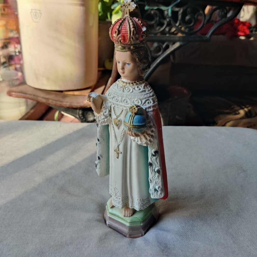 Jesus Infant Prague Chalkware CS 145 11" Chips Money Taped Underneath Religious